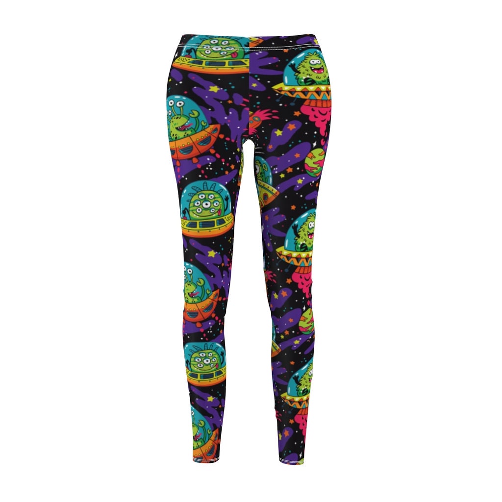 Cute UFO Leggings Funny Alien Designer Women's Cut & Sew - Etsy