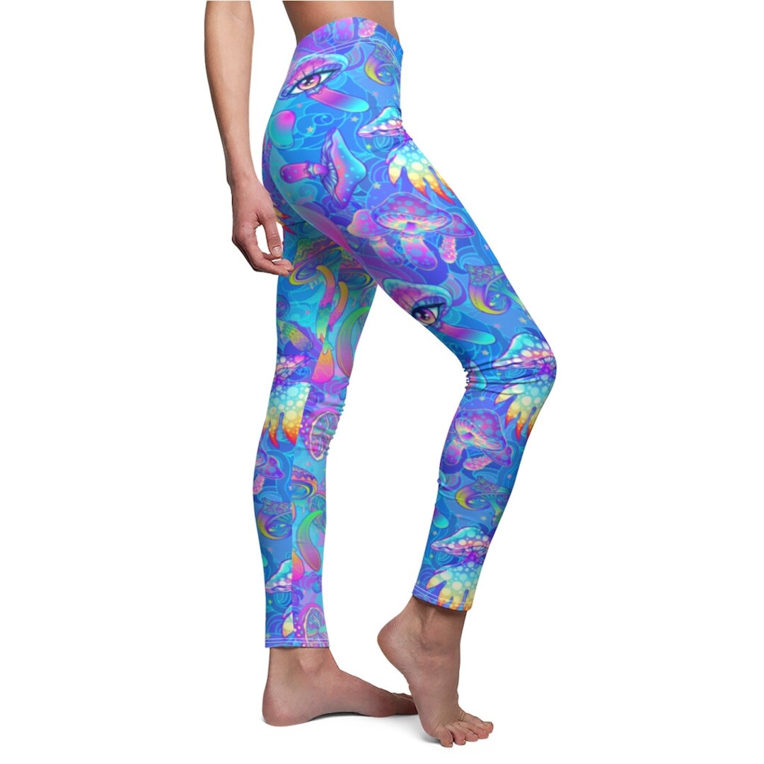 Psychedelic Mushroom Leggings Trippy Magic Mushroom Designer Women's ...