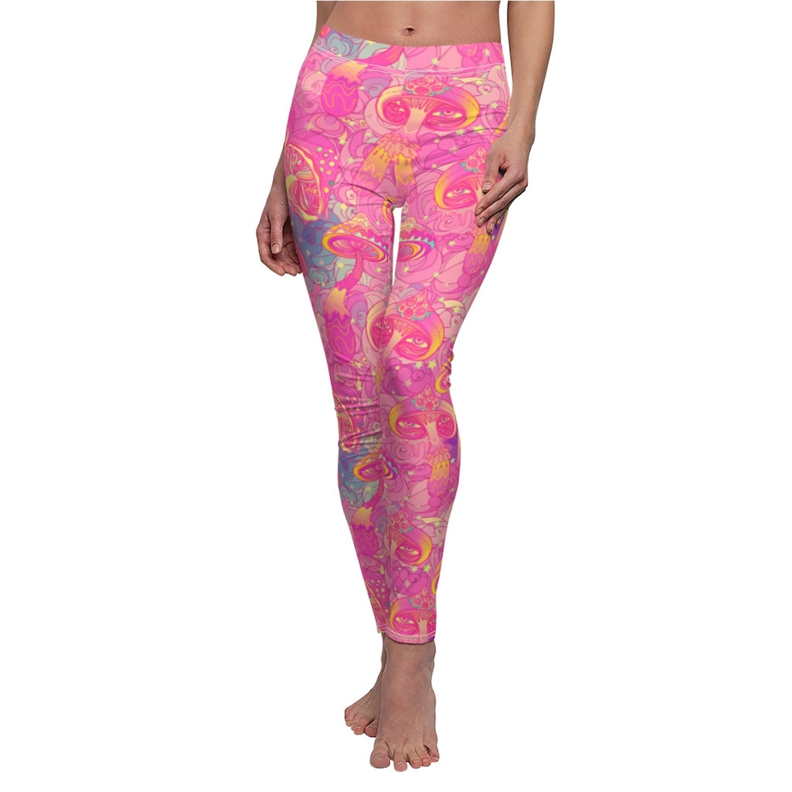 Psychedelic Mushroom Leggings Trippy Magic Mushroom Designer Etsy