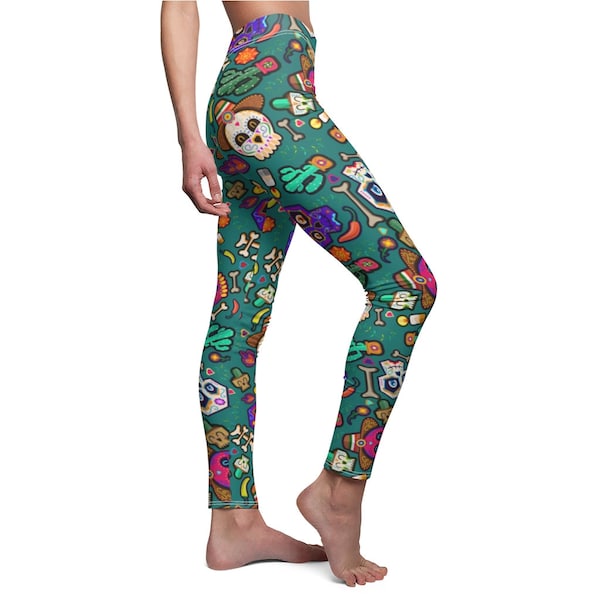 Sugar Skull Leggings For Women Cartoon Skull Print Yoga Leggings Halloween High Stretch - United Glow In The Dark Clothes - Foto 4