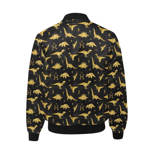 Dinosaur Quilted Bomber Jacket / Stylish Men Women Custom Bomber Jackets