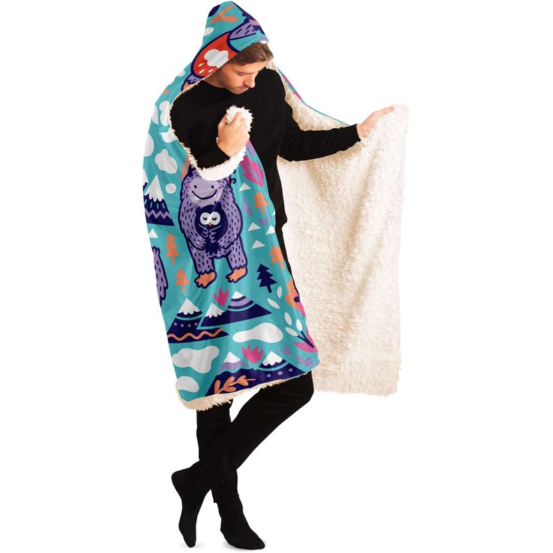 Cute Yeti Hooded Blanket // Funny Yetis Throw // Mythical Etsy