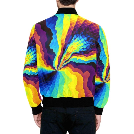 Disover Psychedelic Jacket | Psychedelic Bomber Jacket with Fuzzy Fleece