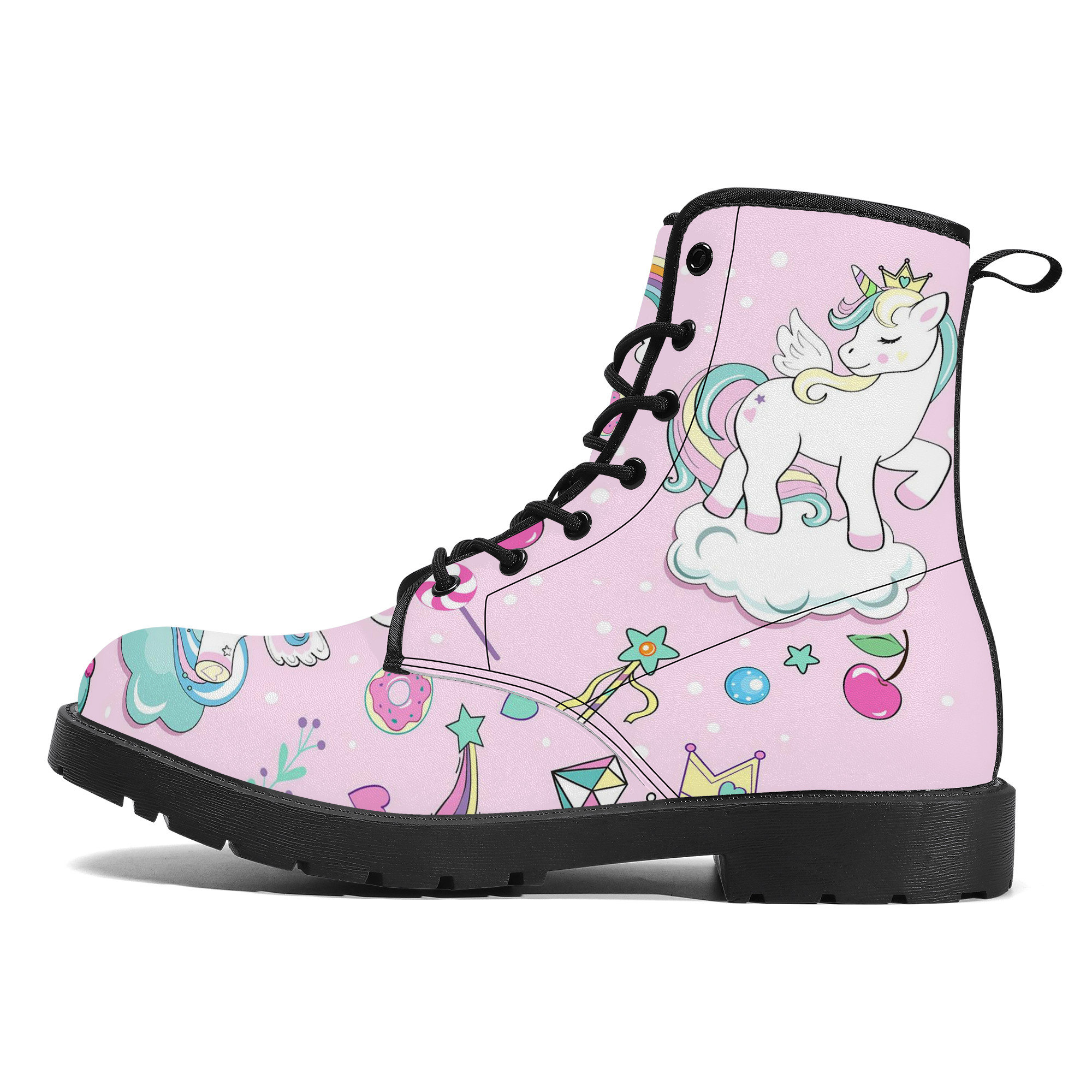 Cute Pink Unicorn Boots Kawaii Rainbow Magical Girl Teen Boots