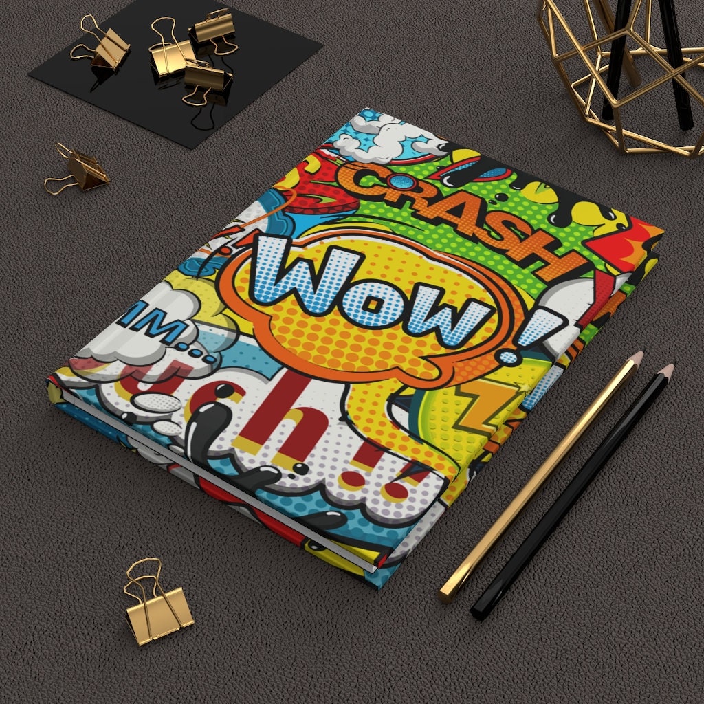 Comic Pop Art Hardcover Journal Matte Wow Crash A5 Notebook Funky