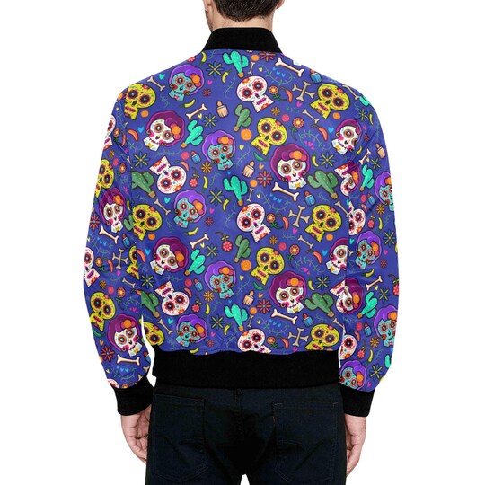 Disover Sugar Skull Quilted Bomber Jacket / Funny Goth Men Women Custom Bomber Jacket