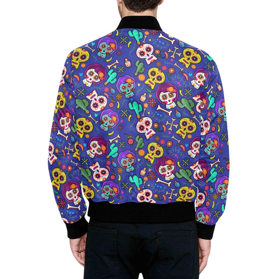 Discover Sugar Skull Quilted Bomber Jacket / Funny Goth Men Women Custom Bomber Jacket