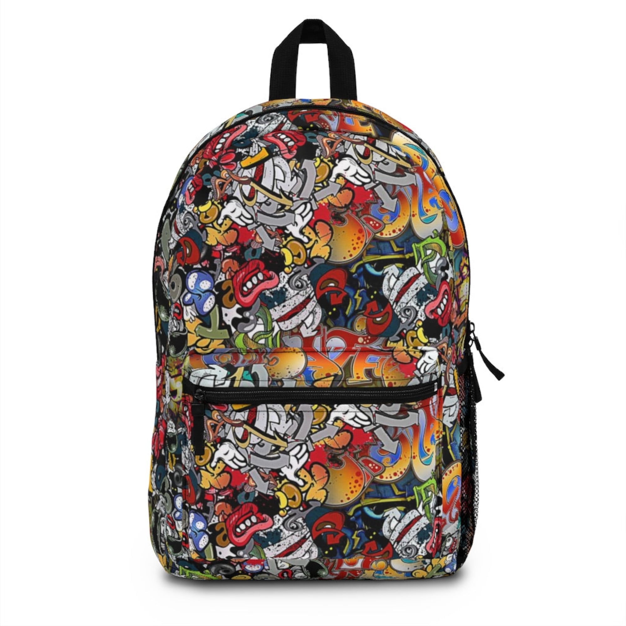 Funky Graffiti Backpack / Cool Artsy Urban Colorful Backpack