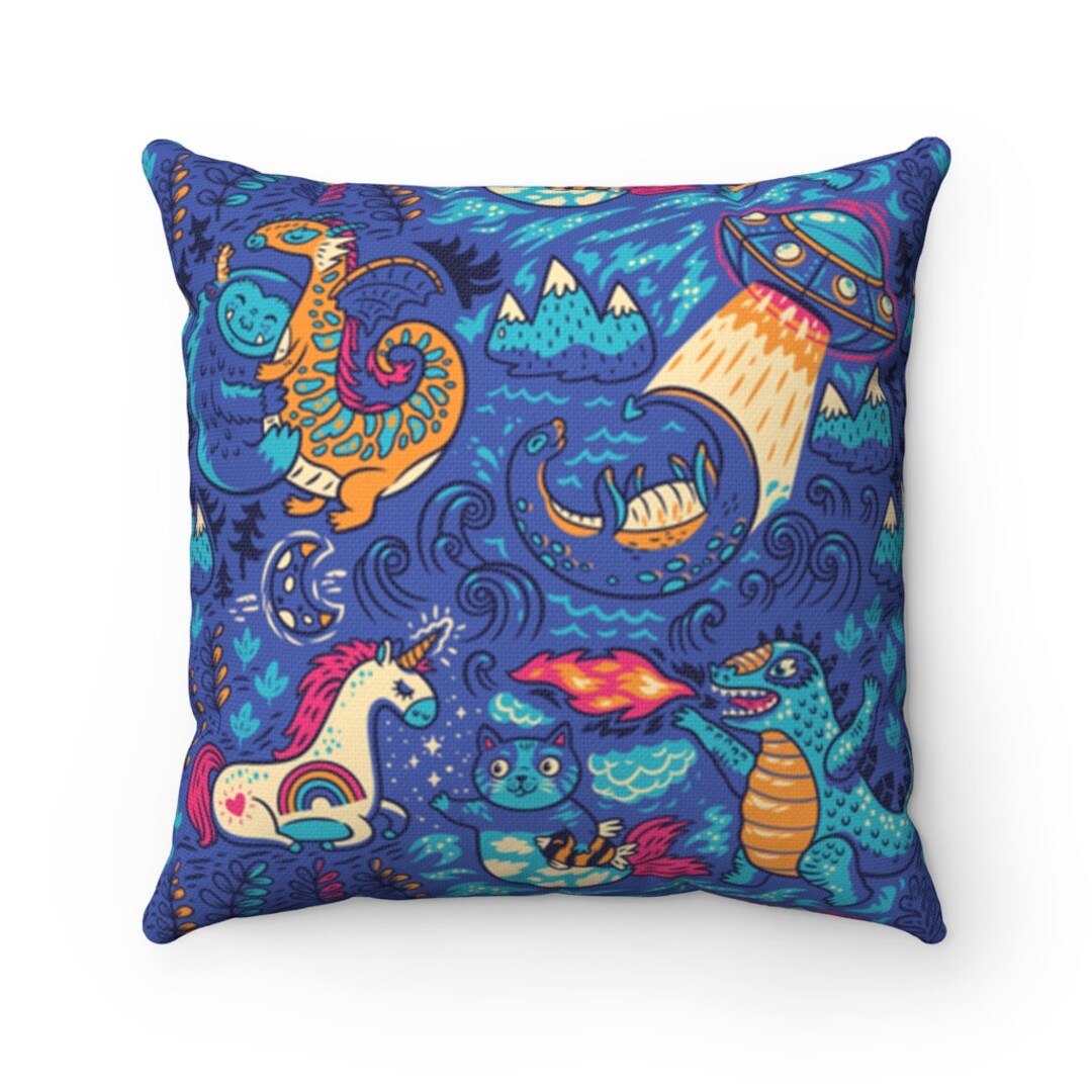 Fairy Tail Pillow Cute Blue Dragon and Unicorn Polyester - Etsy Israel