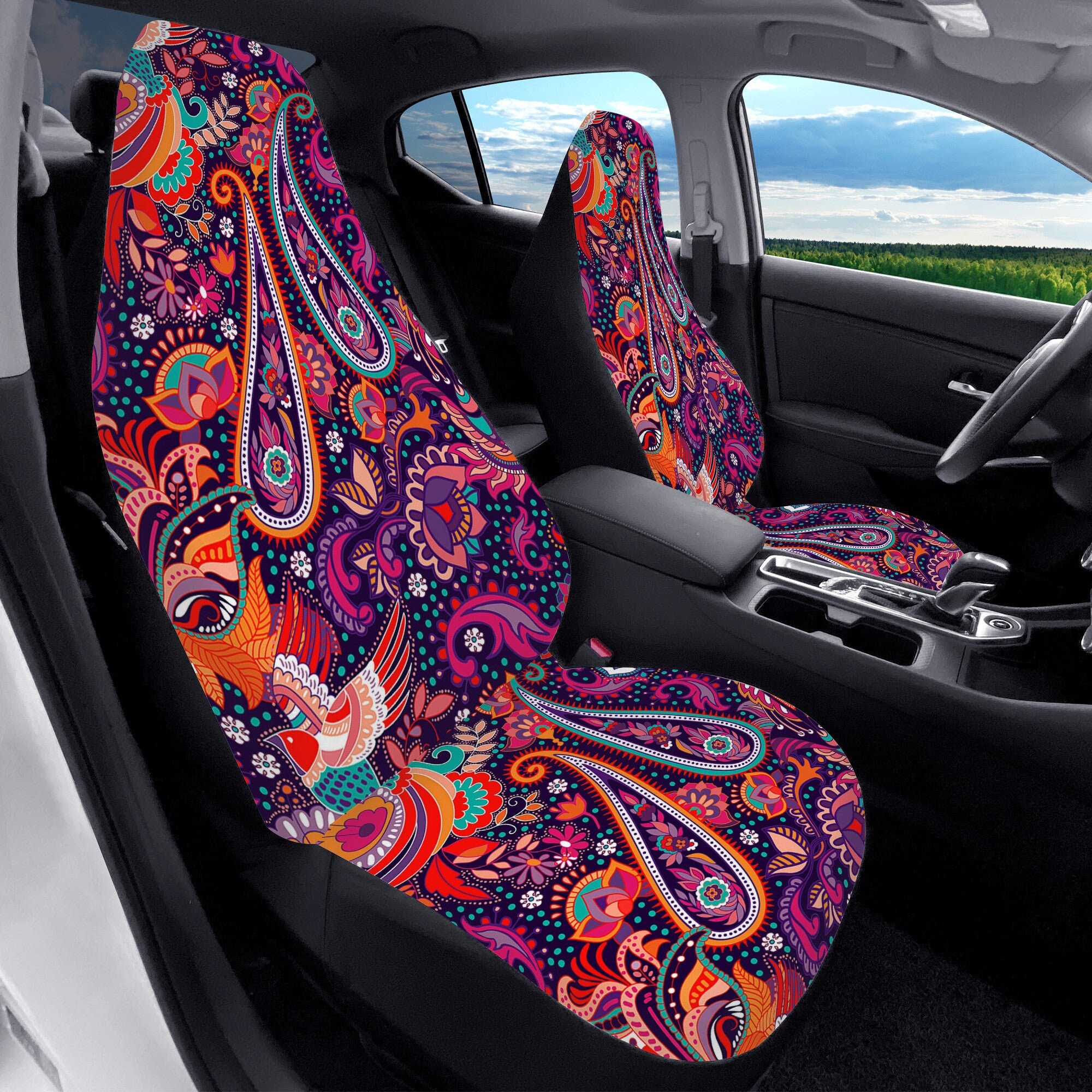 Colorful Paisley Car Seat Covers For Vehicle | Abstract Abstract Car Accessories