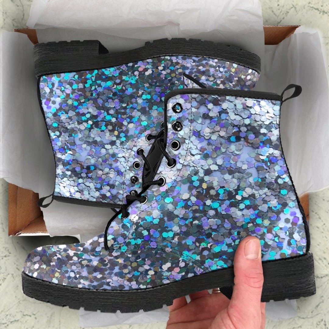 Stylish Glitter Boots // Hippie Disco Boots // Vegan Rave - Etsy