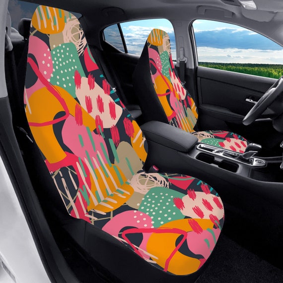 Abstract Retro Car Seat Cover for Vehicle Custom Seat Covers for