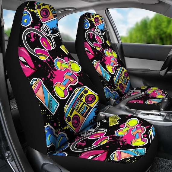 Gym Pop Art Auto Sitzbezug für Fahrzeug Sport maßgeschneiderte Sitzbezüge  für Auto für Frauen AutoSitzhülle Mädchen Boho Auto Sitzbezüge - .de