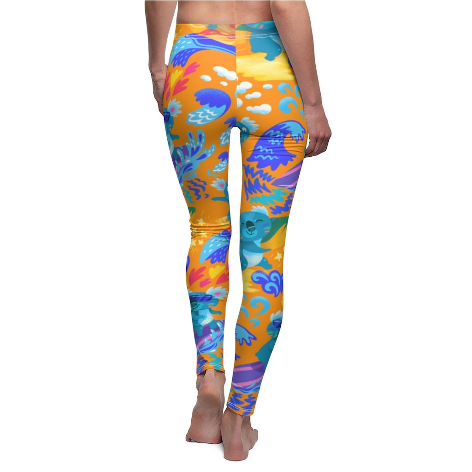 Koala Leggings Cute Surfer Koalas Designer Women's Cut & Etsy