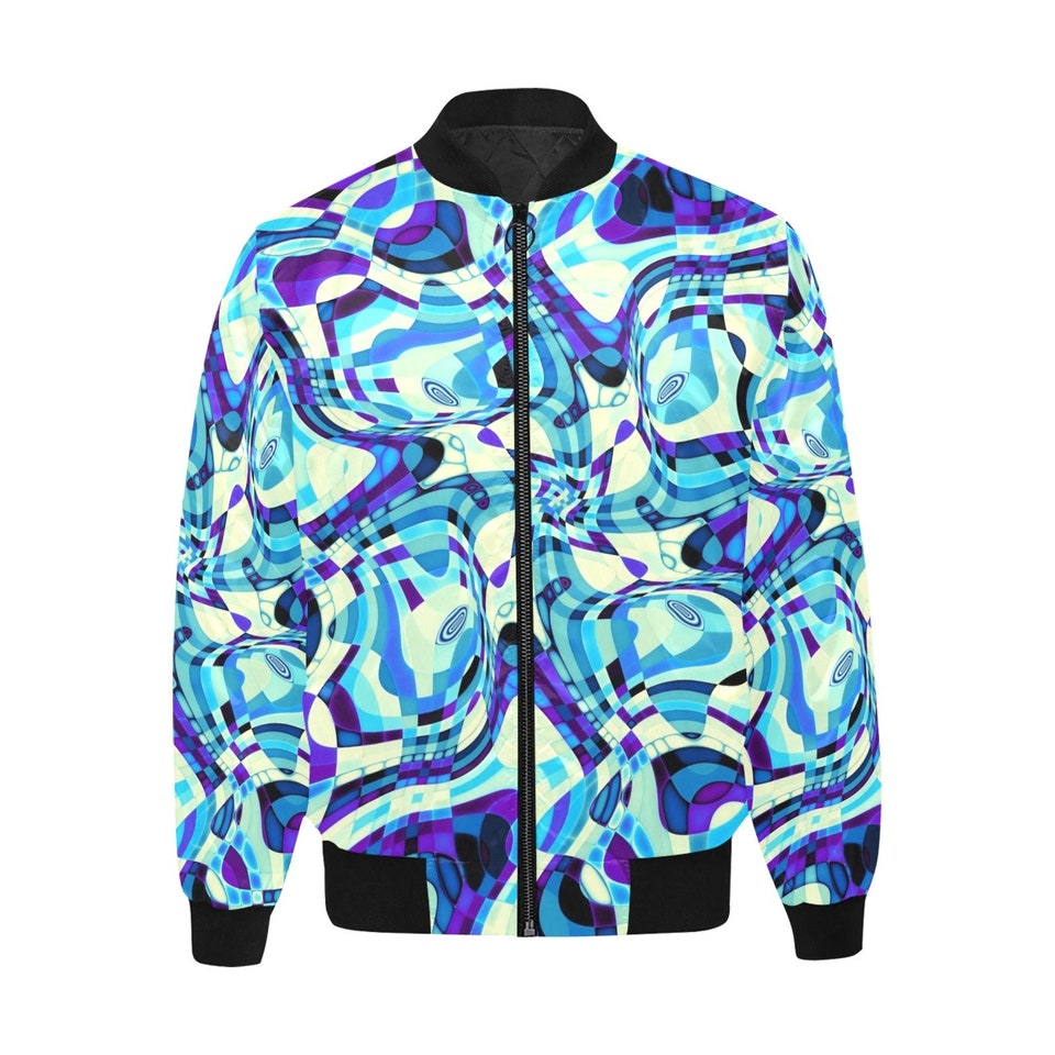 Discover Psychedelic Jacket | Psychedelic Bomber Jacket with Fuzzy Fleece | Rainbow Rave Outfit