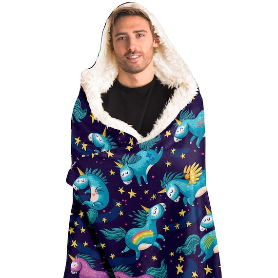 Cute Rainbow Unicorn Hooded Blanket Kawaii Fairy Tail Throw Etsy