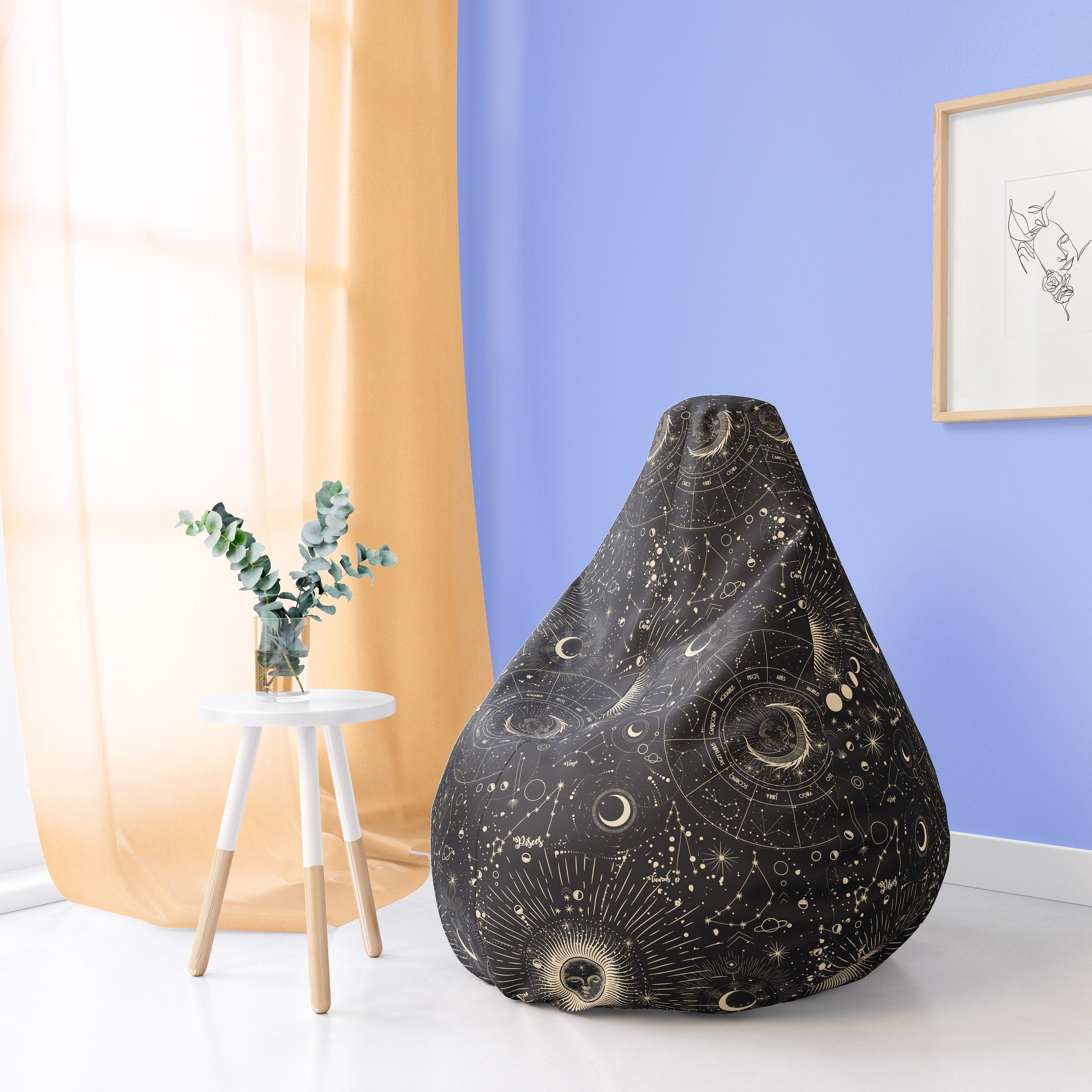 Sun Moon Bean Bag Chair Cover Only Astronomy Big Bean Bags Etsy