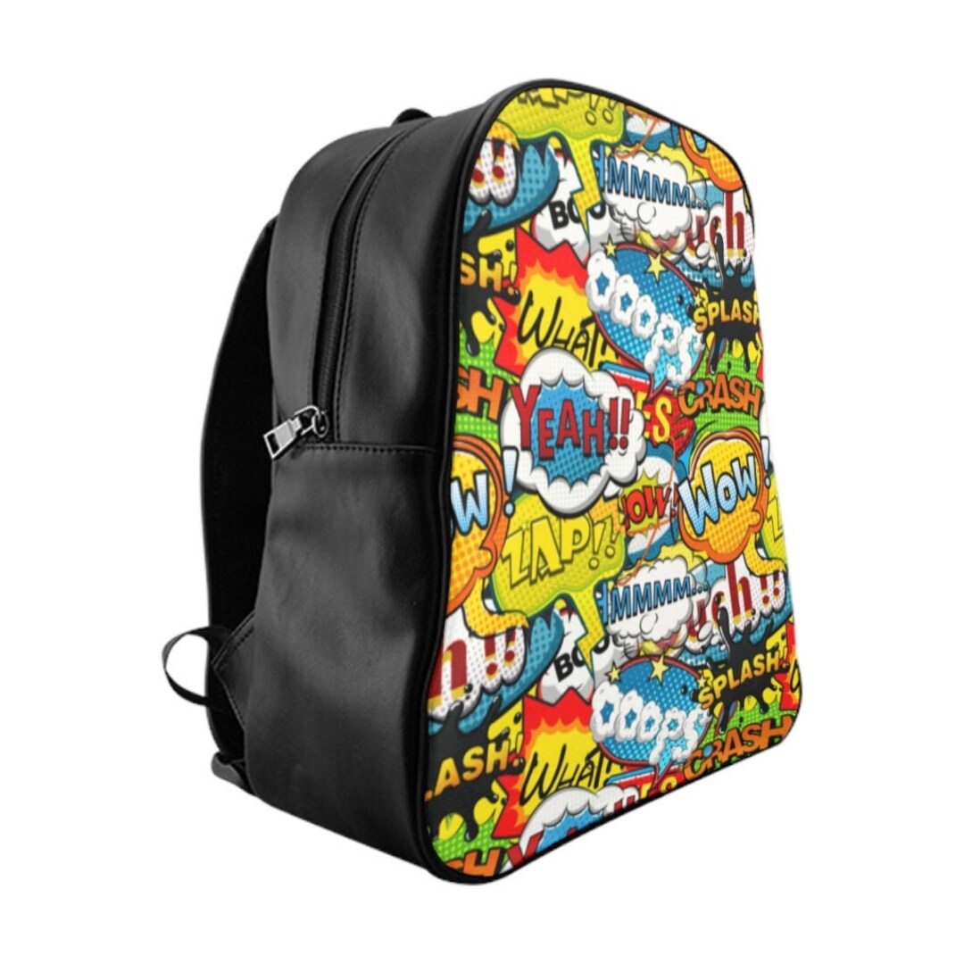 Comic Pop Art Faux Leather Cute School Backpack Funky Kids - Etsy