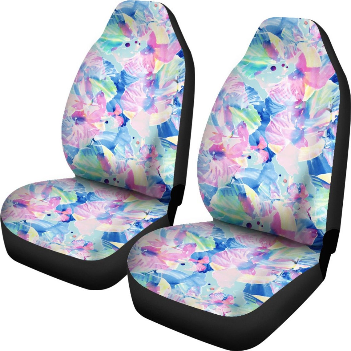 Floral Pastel Car Seat Covers Pair 2 Front Seat Covers Car