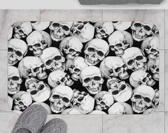 Skeletons with Flowers on Vintage Wood Non Slip Bath Mats Skull Bathroom Rug 