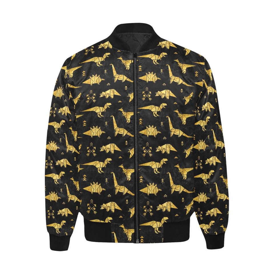 Dinosaur Quilted Bomber Jacket / Stylish Men Women Custom Bomber Jackets