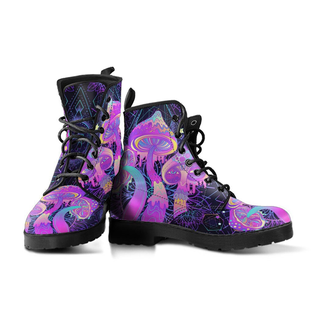 Psychedelic Boots Trippy Mushroom Combat Boots Magic - Etsy