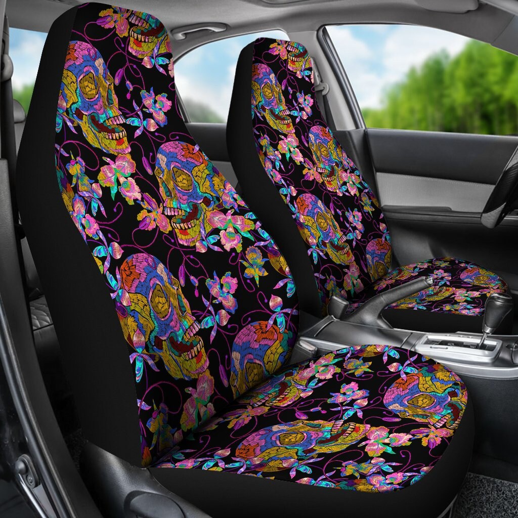 Trippy Skull Floral Car Seat Cover for Vehicle Retro Custom Seat Covers for  Car for Women Car Seat Cover Girl Skull Car Accessories -  Israel