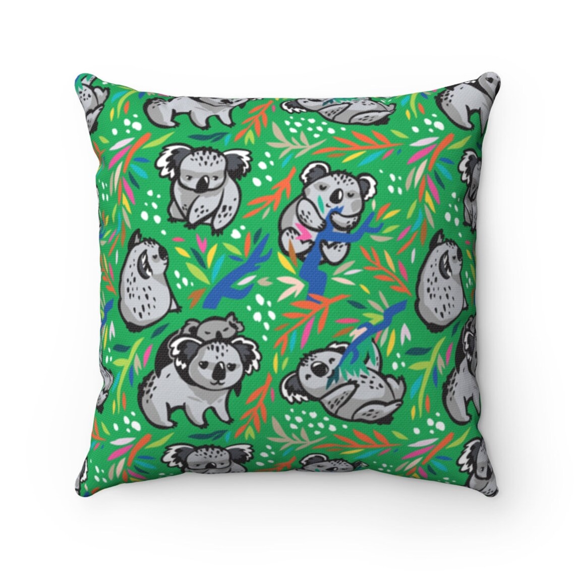 Koala Pillow Cute Jungle Spun Polyester Square Pillow Etsy