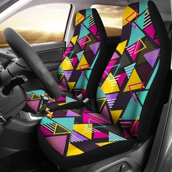 Abstract Retro Car Seat Cover for Vehicle Custom Seat Covers for