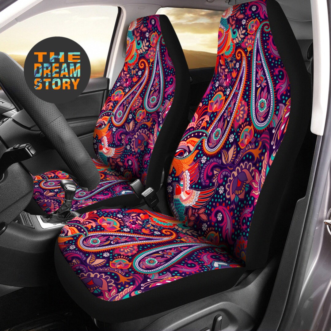 Colorful Paisley Car Seat Covers for Vehicle Abstract Abstract Car