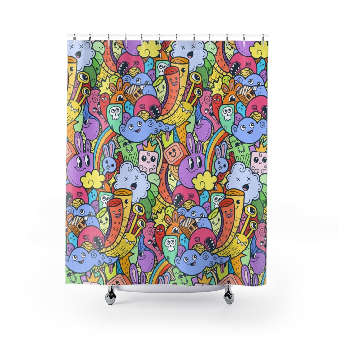 Funny Trippy Shower Curtain Boho Shower Curtain Custom Etsy