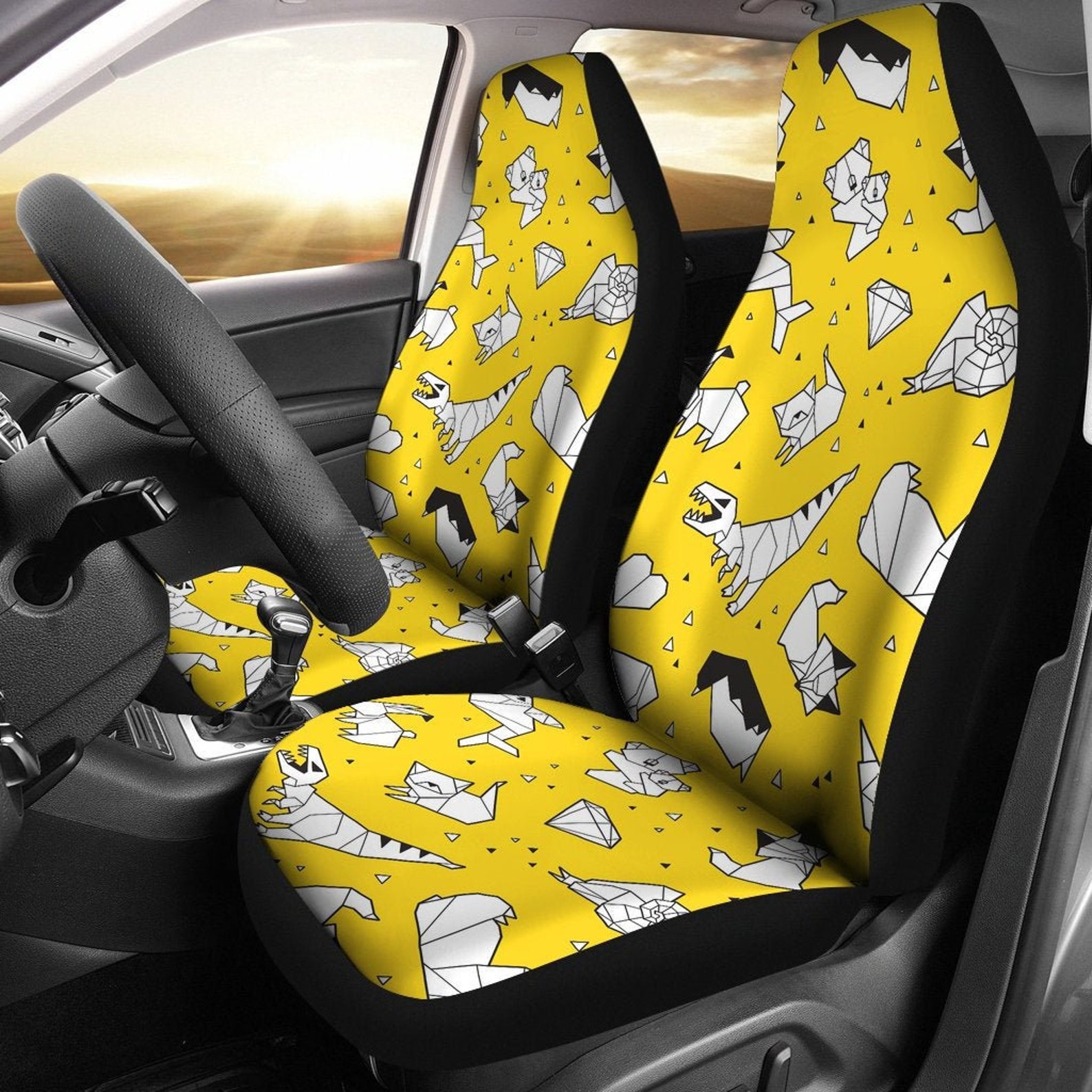 Funky Yellow Car Seat Covers For Vehicle / Trippy Seat Covers Etsy España