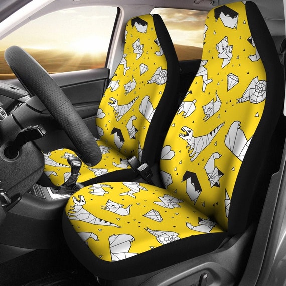 Funky Yellow Car Seat Covers for Vehicle Trippy Seat Covers for