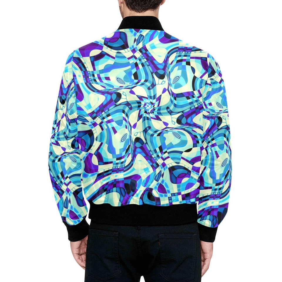 Discover Psychedelic Jacket | Psychedelic Bomber Jacket with Fuzzy Fleece | Rainbow Rave Outfit