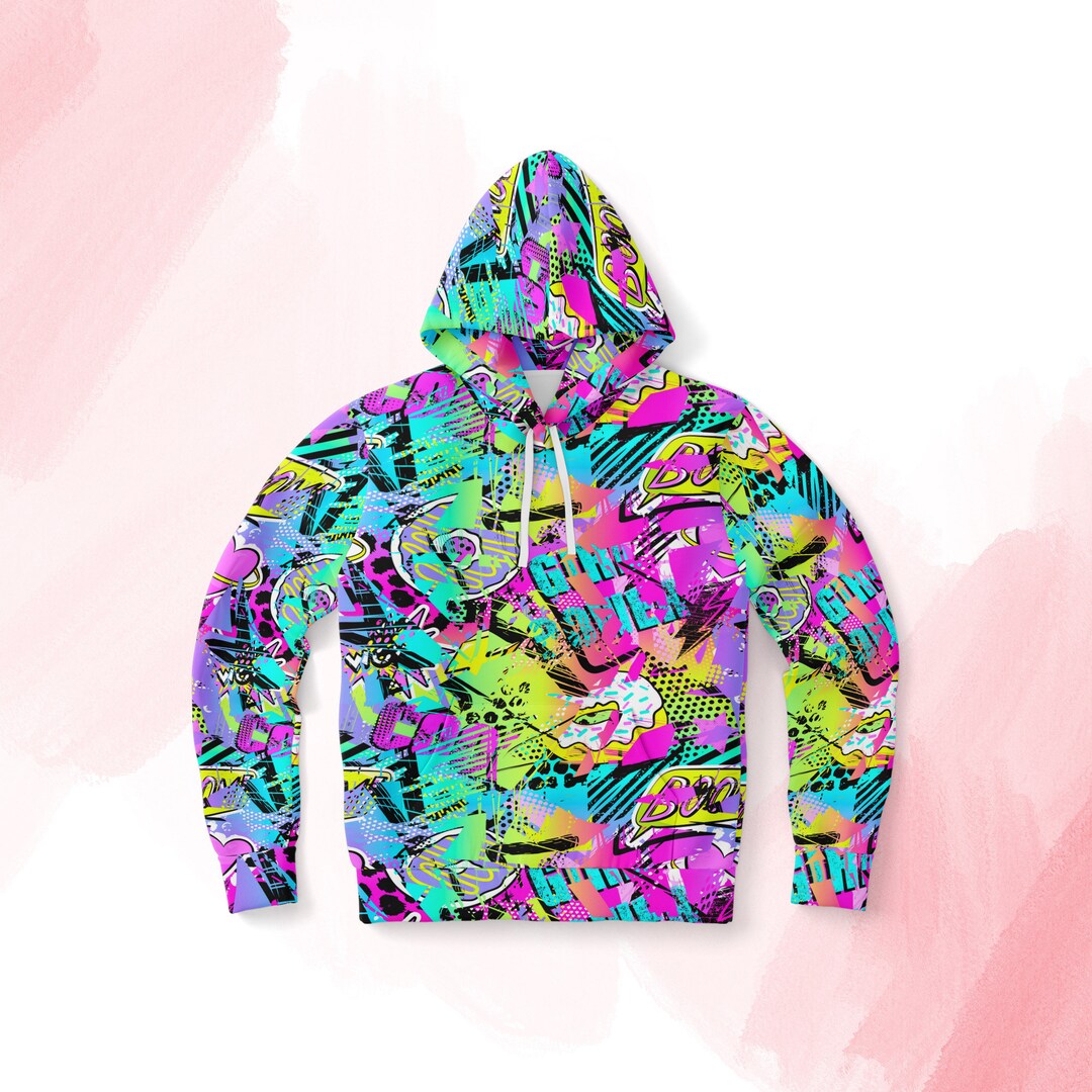 Psychedelic Pop Art Hoodie Trippy Pastel Hood Rave Hoody Etsy