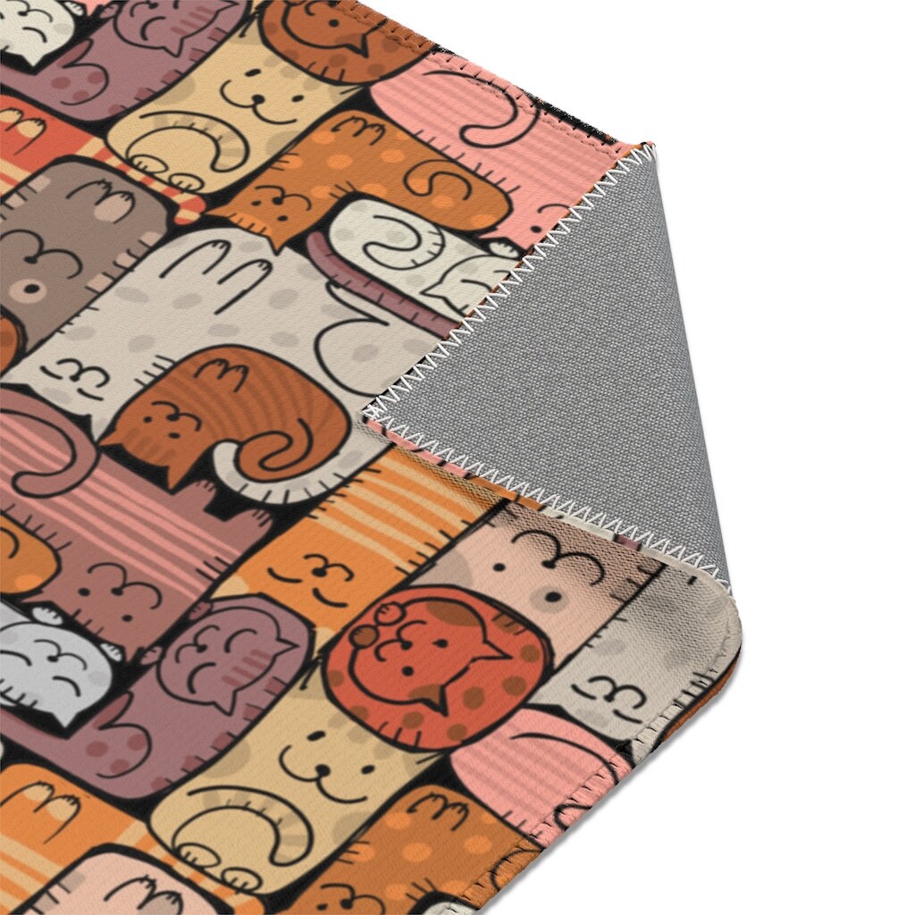 Funny Cat Area Rug Cute Cat Puzzle Rug Cat Lover Groovy Etsy