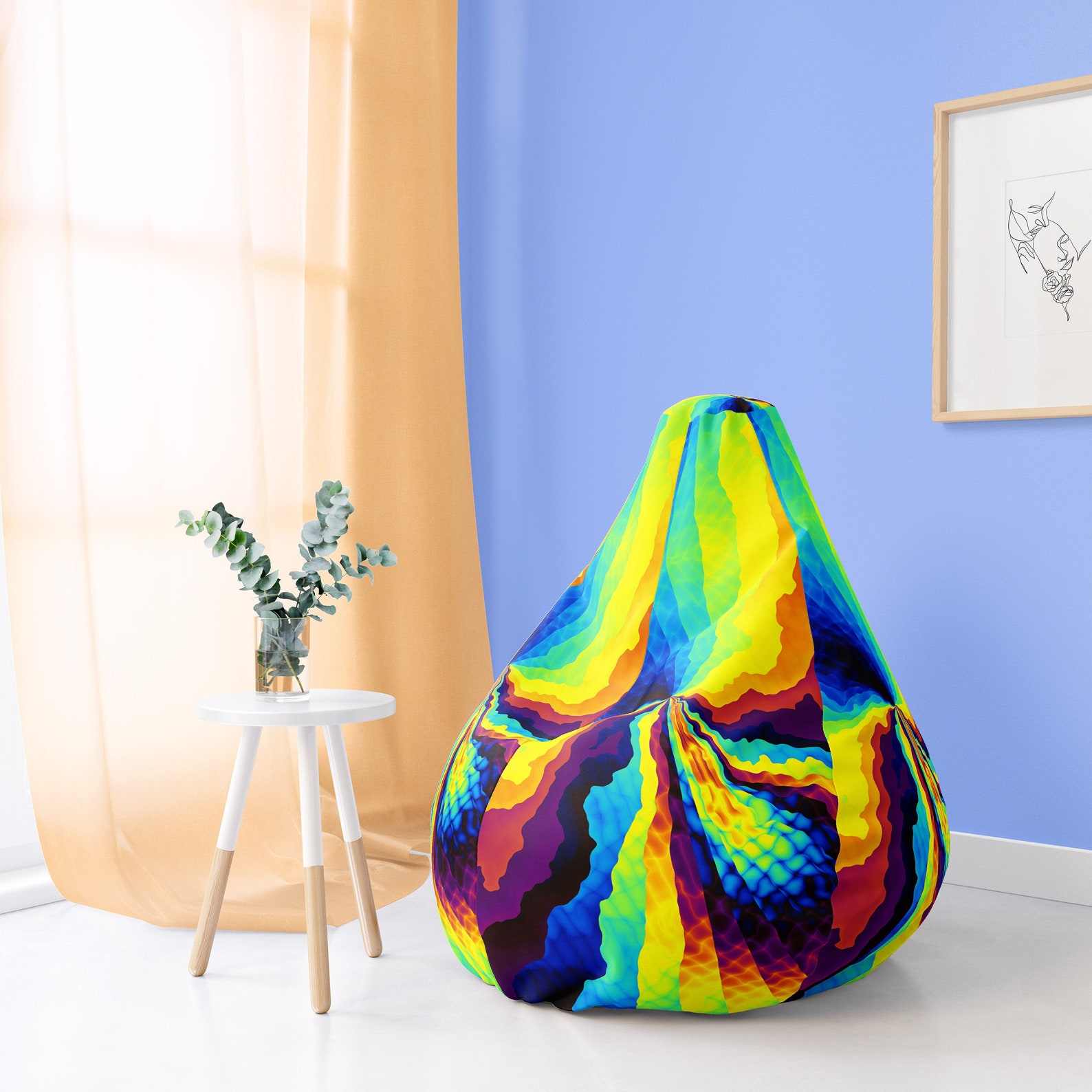 Psychedelic Bean Bag Chair Cover Only Big Bean Bags Chairs Etsy