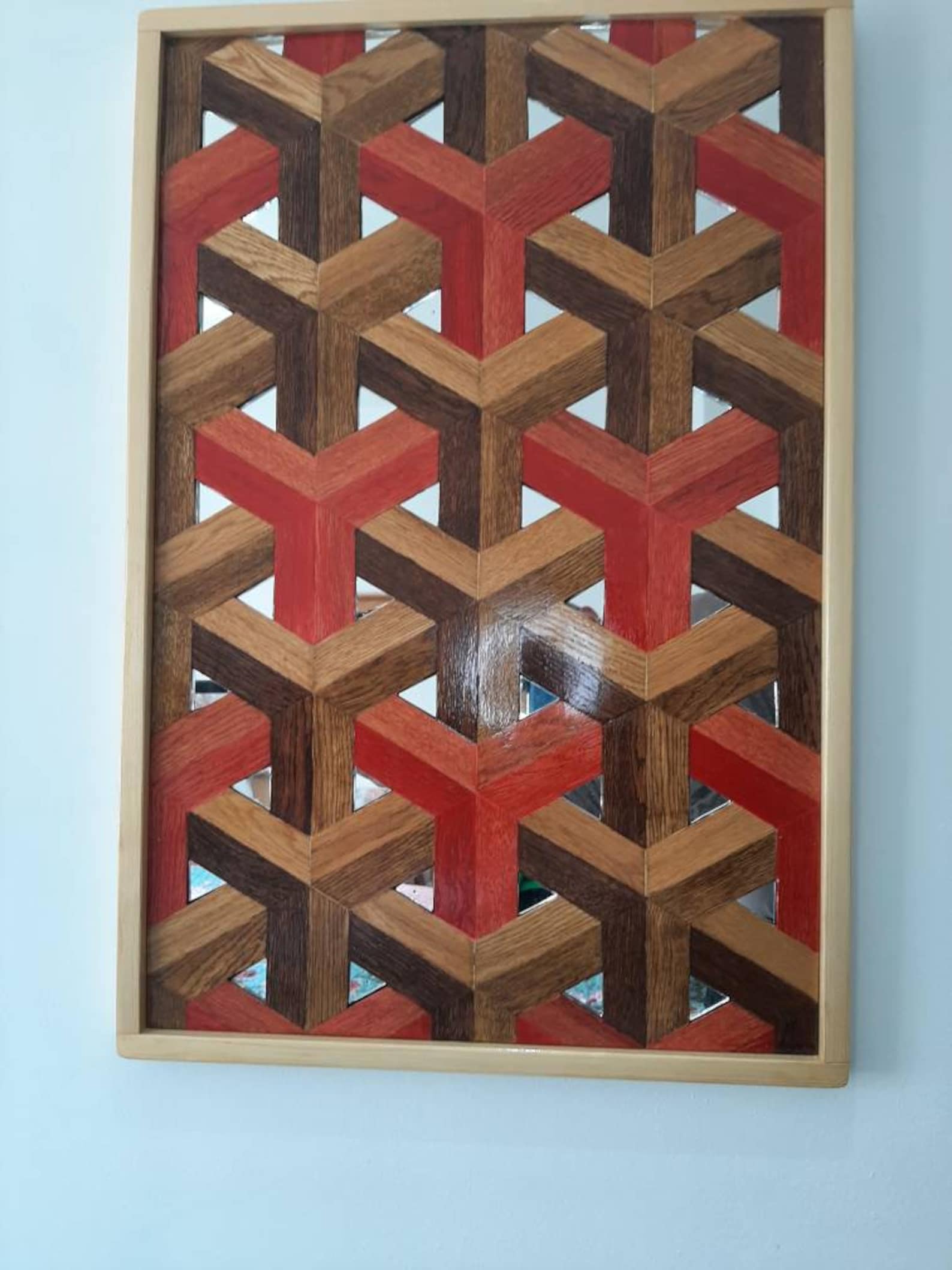 Wooden Art, Wooden Geometric Art ,wooden Mirror, Wall Art, Wooden Wall