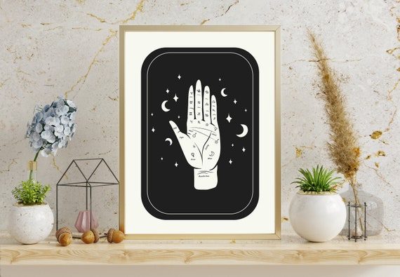 Hand and Moon Witchy Wall Decor Goddess Poster Wall | Etsy