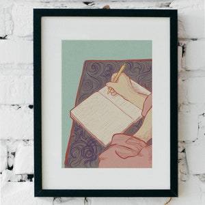 THE WRITER | Illustration Din A5 Art Print | Introvert Life | Writing | Author | Diary | Bookish | Booklover Present | Writing