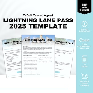 WDW LL Pass 2025 Overview Template, Travel Agent Template