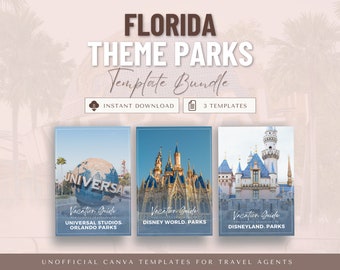 Travel Agent Theme Park Guide BUNDLE, Travel Agent Canva Templates, Theme Park Guides