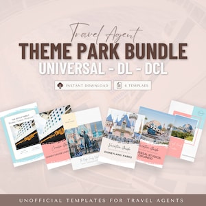Theme Park Travel Agent Template Multi-Park Bundle, Unofficial Travel Agent Templates, Travel Agent Marketing