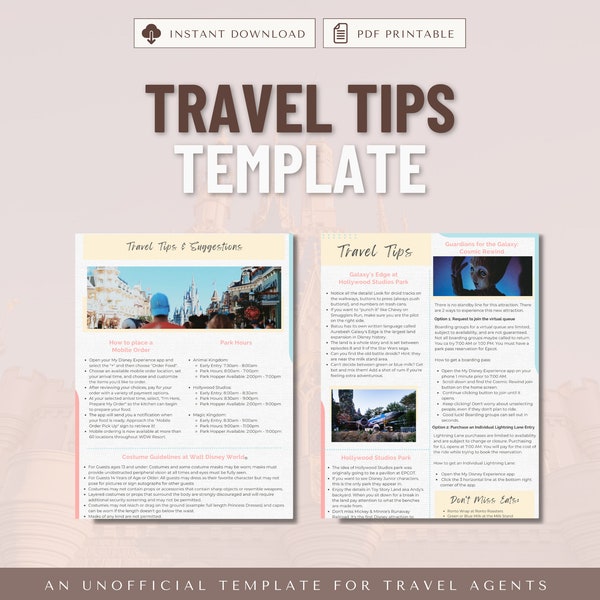 Travel Agent Tips Template, Travel Agent Template