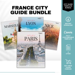 Paquete de guías de ciudades de Francia, plantilla para agencias de viajes, guías de viaje de Francia