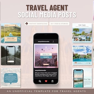 Travel Agent Social Media Posts, Travel Agent Stories, Travel Agent Template