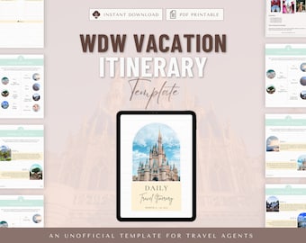 WDW Vacation Itinerary Template, Travel Itinerary Template