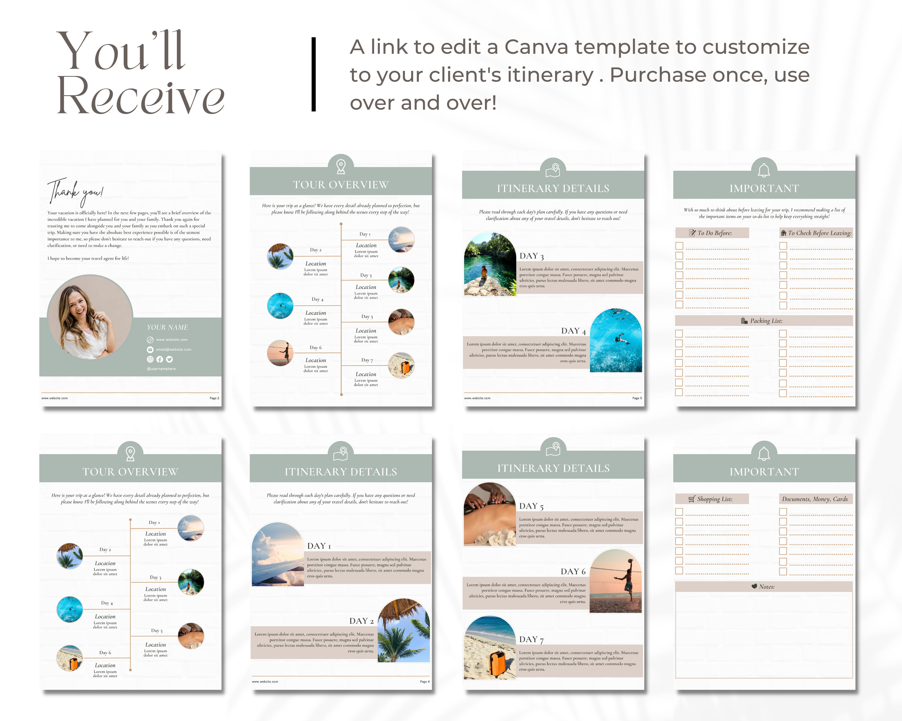 Travel Agent Client Itinerary Template Travel Itinerary Etsy