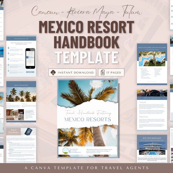 Mexico Resort Handbook Template, Travel Agent Template, Resort Guide