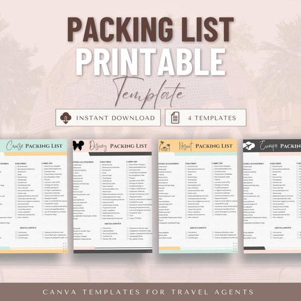 Vacation Packing List, Travel Agent Template